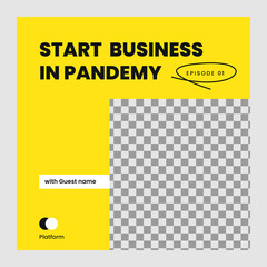 Social media post template for Business theme podcast with photo slot