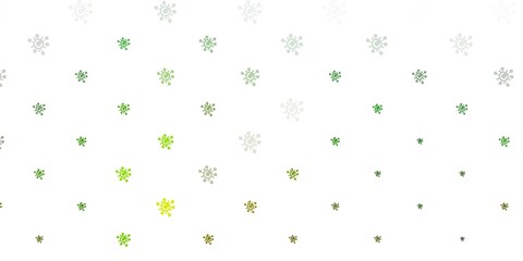 Light Green, Yellow vector background with covid-19 symbols.
