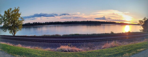 Mississippi River at sunset in southern IL by the Chester crossing.