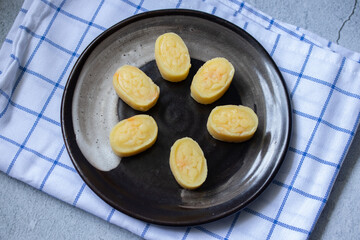 Stir-fried soybean dessert with floral print, Thai dessert