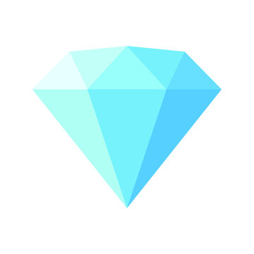 Diamond isolated on white background vector illustration. Flat vector design. Jewelry, gem, luxury and rich symbol. Blue diamond symbol. Jewelry shop sign. Jewelry logo design.