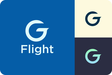 Simple plane logo with letter g shape - obrazy, fototapety, plakaty