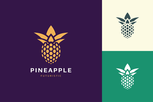 Pineapple database or technology logo in abstract and futuristic shape