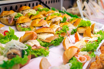 Street food, bun with fish
