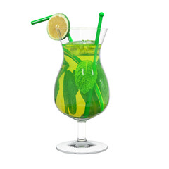 Verre de mojito avec paille et rondelle de citron