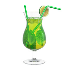 Verre de mojito avec paille et rondelle de citron