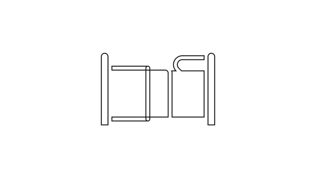 Black line Bed icon isolated on white background. 4K Video motion graphic animation