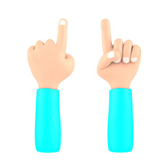 Cartoon hand pointing with finger, 3d render