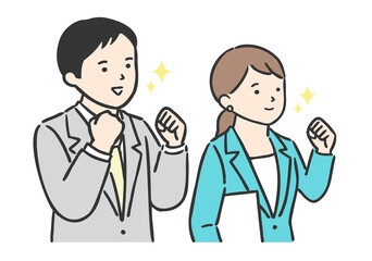 ガッツポーズをする男女／ビジネスパーソン