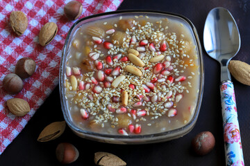 Traditional Turkish dessert Ashura is a dessert made on the tenth day of Muharram according to the...