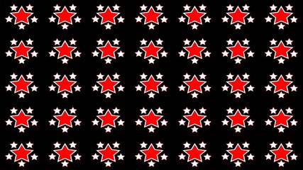 Fototapeta na wymiar Abstract Pattern Background, White Red Symmetrical Stars , Black Background, 3D Illustration