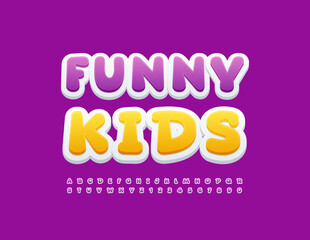 Vector playul sign Funny Kids. Bright childish Font. Cute set of Alphabet Letters and Numbers