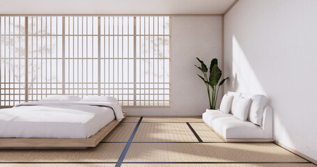 Modern bedroom - japanese style.3D rendering