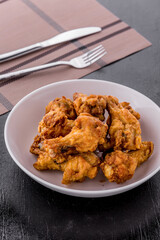 Fried chicken on white background