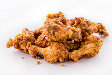 Fried chicken on white background