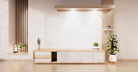 Fototapeta premium Cabinet wooden design on modern room japanese.3D rendering