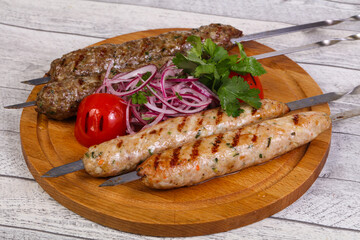 Beef and chicken kebab