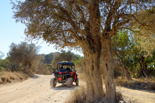 A buggy car on the sandy hills of Cyprus or Greek in summer.