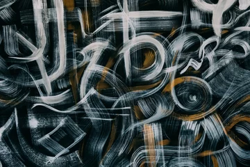 Foto op Plexiglas Abstracte achtergrond met penseelstreken op de muur. Hapster terug met graffiti en schilderen. © SerPak