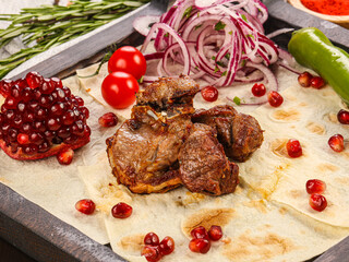 Caucasian traditional Lamb meat barbecue