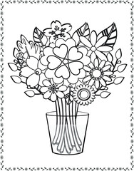 coloring book flowers for adult design drawing flower page white and black