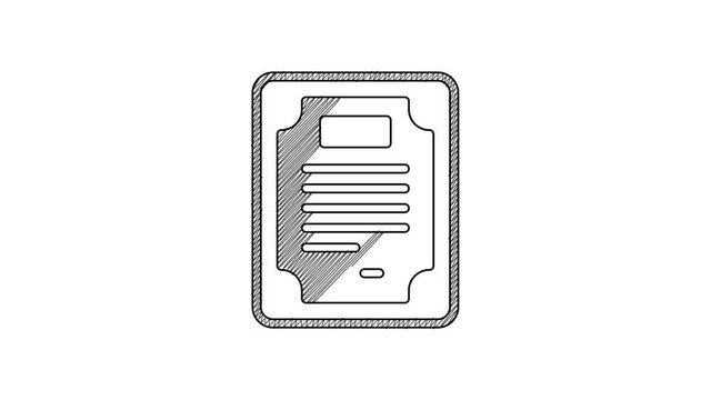 Black line Certificate template icon isolated on white background. Achievement, award, degree, grant, diploma concepts. 4K Video motion graphic animation