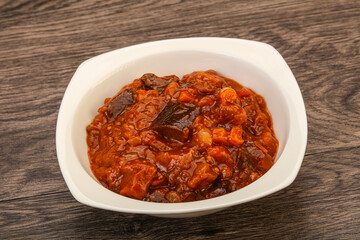 Eggplant saute with tomato and herbs