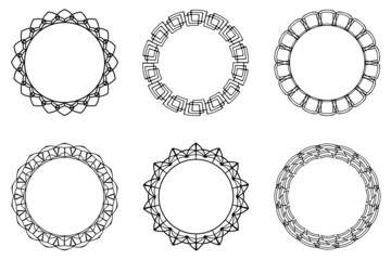 abstract frame set, Collection of black linear ornate frames. Rounded abstract frames, copy space for yout text and picture. 