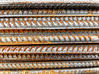 Stack of construction armature. Reinforcement steel bar.