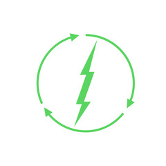 Renewable energy icon, graphic design template, lightning bolt, vector illustration