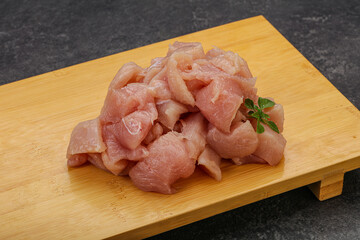Raw diced chicken for cooking