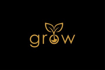 Letter grow logo design. Plant abstract design. Natural organic vector icon.