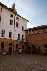 Old beautiful architectural medieval castle walls. 20 August 2021, Nesvizh, Belarus