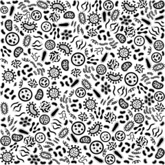 Microorganisms microscopical germs on white background