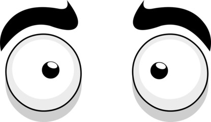 Vector illustration of cartoon eyes looking straight ahead