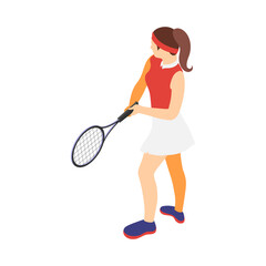 Obraz na płótnie Canvas Female Tennisist Isometric Composition