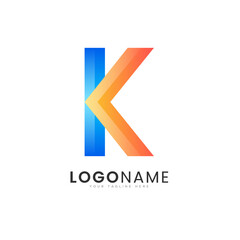Modern gradient style initial letter k colorful vector logo design template