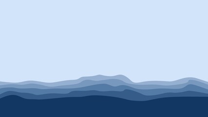 Wavy mountain layers landscape vector illustration suitable for background, desktop background, backdrop design, banner, tourist banner.