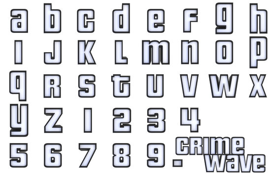 Crime Wave alphabet 3D illustration