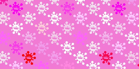 Light red, yellow vector background with covid-19 symbols.