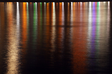 Reflection of the lanterns of the boulevard on the sea.