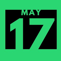 May 17 . flat modern daily calendar icon .date ,day, month .calendar for the month of May