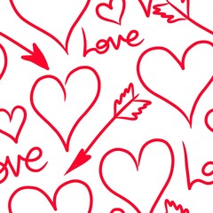 hand drawn hearts abstract seamless pattern background fabric design print wrapping paper digital illustration texture wallpaper 