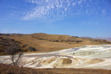 Beautiful mud volcano in the mountains.