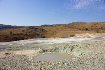 Beautiful mud volcano in the mountains.