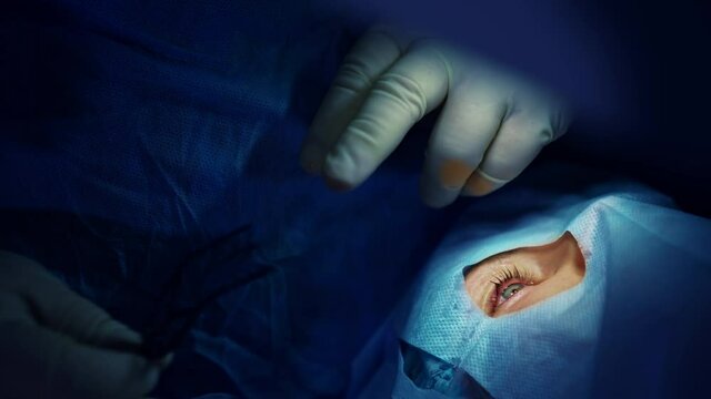 Modern laser medical correction. Ophtalmology eye correction technology.