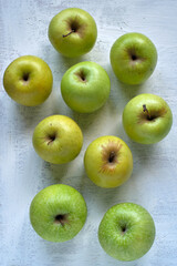 Golden apples viewed from above