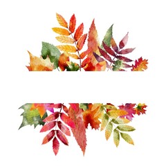 Watercolor autumn template for posters, invitation, banner, sales. Watercolor decorative elements