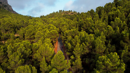 Naklejka premium Ciclistas por la montaña
