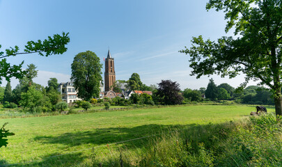 Fototapeta na wymiar View over Amerongen with Andrieskerk in Utrecht (The Netherlands)